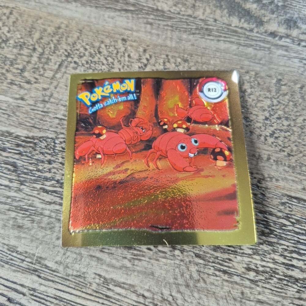 Vintage 1999 Paras Pokemon Artbox Gold Sticker Paras #R12 Series 1